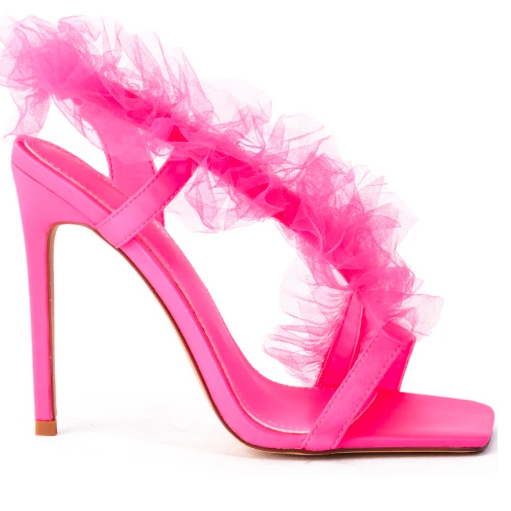 NWT AZALEA WANG GRAPEFRUIT TULLE STILETTO